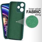 Back Cover for Mi Redmi 12 5G | Poco M6 Pro 5G | Ultra Slim Soft Rubberised Case | Inner Velvet Fabric Lining | Matte Silicone Flexible Mobile Case | Camera Protection - Green - Image 3