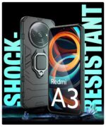 Shock Proof Back Case Mobile Cover for Mi Redmi A3 | Redmi A3X | Poco C61 | Back Cover Case (Tough Armor | Hybrid PC + TPU | Ring Holder & in-Built Kickstand | Black) - Image 5