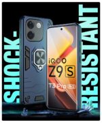 Shock Proof Back Case Mobile Cover for iQOO Z9s Pro 5G | Vivo T3 Pro 5G | Back Cover Case (Tough Armor | Hybrid PC + TPU | Ring Holder & in-Built Kickstand | Blue) - Image 4