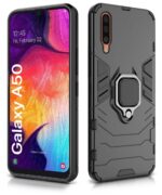 Shock Proof Back Case Mobile Cover for Samsung Galaxy A50 | A50s | A30s (Armor | Hybrid PC + TPU | Full Protection with Ring Holder Kickstand | Carbon Black) - Image 2
