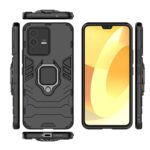 Shock Proof Back Case Mobile Cover for Vivo V23 Pro | Back Cover Case (Tough Armor | Hybrid PC + TPU | Ring Holder & in-Built Kickstand | Black) - Image 5