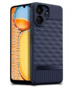 Back Cover for Mi Redmi 13C 5G | Redmi 13C 4G | Poco M6 5G | Poco C65 | Hexa Cube Design | Inner Velvet Fabric Soft Case | Matte Silicone Flexible Mobile Case | Camera Protection - Blue - Image 2