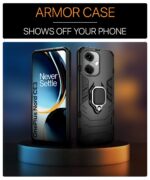 Shock Proof Back Case Mobile Cover for OnePlus Nord CE 3 5G | Bumper Back Cover Case (Tough Armor | Hybrid PC + TPU | Full Protection with Ring Holder & in-Built Kickstand | Black) - Image 3