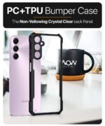 Shock Proof Clear Protective Back Case for Samsung Galaxy A05S 5G | Galaxy M14 4G - AirEDGE Technology | 360 Degree Camera Protection | Transparent Hybrid Back Case Mobile Cover - Black - Image 8