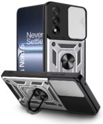 Tough Armor Bumper Mobile Back Case for 1+ OnePlus Nord 5 | Sliding Camera Shield Cover | Shock Proof 360? Protection | Hybrid PC + TPU | Ring Holder with Kickstand ? Silver - Image 4