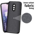 Ultra Slim Rubberised Back Case Cover for Oneplus 7 | Oneplus 6T | Inner Velvet Fabric Lining | Matte Silicone Flexible Camera Protection Back Case - Black - Image 2