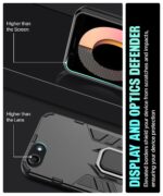 Shock Proof Back Case Mobile Cover for Oppo A83 | Back Cover Case (Tough Armor | Hybrid PC + TPU | Ring Holder & in-Built Kickstand | Black) - Image 5