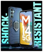 Shock Proof Back Case Mobile Cover for Samsung Galaxy M14 5G | Back Cover Case (Tough Armor | Hybrid PC + TPU | Ring Holder & in-Built Kickstand | Blue) - Image 6