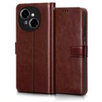 Shock Proof Flip Cover Back Case for Tecno Spark Go 1 | Magnetic Wallet Leather Case with Stand - Image 2