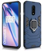 kelpuj Shock Proof Back Case Mobile Cover for Oneplus 7 | 6T (Armor | Hybrid PC + TPU | Full Protection with Ring Holder Kickstand | Blue - Image 2