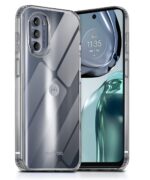 kelpuj Crystal Clear TPU Back Case for Compatible with Motorola Moto G62 5G | Flexible Shockproof Cover with Cushioned Edges Transparent - Image 2