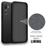 Back Cover for Samsung Galaxy M56 5G | Galaxy F56 5G | Ultra Slim Soft Rubberised Case | Inner Velvet Fabric | Matte Silicone Flexible Mobile Case | Camera Protection - Black - Image 2