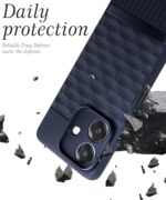 kelpuj Back Cover for Oppo A3x 5G | A3x 4G | A3 5G with Hexa Cube Design | Ultra Slim Soft Rubberised Case | Inner Velvet Fabric | Matte Silicone Flexible Mobile Case | Camera Protection - Blue - Image 6