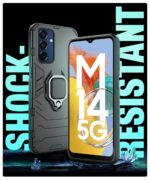 Shock Proof Back Case Mobile Cover for Samsung Galaxy M14 5G | Back Cover Case (Tough Armor | Hybrid PC + TPU | Ring Holder & in-Built Kickstand | Black) - Image 6