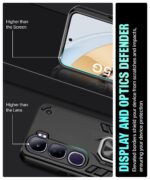 Shock Proof Back Case Mobile Cover for Vivo Y300 5G | Back Cover Case (Tough Armor | Hybrid PC + TPU | Ring Holder & inBuilt Kickstand | Black) - Image 8