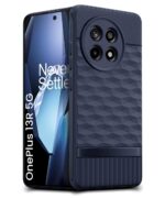 Back Cover for 1+ OnePlus 13R 5G with Hexa Cube Design | Ultra Slim Soft Rubberised Case | Inner Velvet Fabric | Matte Silicone Flexible Mobile Case | Camera Protection - Blue - Image 2