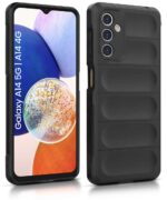 Ultimate Silicon Back Cover Case for Samsung Galaxy A14 5G | A14 4G | Military Grade Drop Protection Shockproof Bumper | Anti-Slip Grip | Scratch Proof Micro-Fibre Cloth (Pitch Black) - Image 4