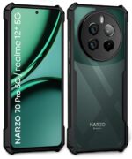 Thermoplastic Polyurethane Shock Proof Clear Protective Case for Realme Narzo 70 Pro 5G, Narzo 70, 12 Plus, P1-360 Protection Transparent Hybrid Backcase - Black - Image 3