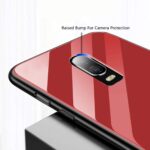 Luxury Mirror Bumper Back Tempered Glass Case [ Anti Slip ] Super Slim [Flexible] All Angle Protection Full Mirror View Back Lightweight Matte Soft Back Case Cover for Oneplus 6T - Red - Image 4