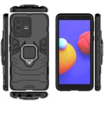 Shock Proof Back Case Mobile Cover for Vivo V23 | Back Cover Case (Tough Armor | Hybrid PC + TPU | Ring Holder & in-Built Kickstand | Black) - Image 4
