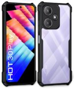 kelpuj Shock Proof Clear Protective Back Case for Infinix Hot 30 Play - AirEDGE Technology | 360 Degree Camera Protection | Transparent Hybrid Back Case Mobile Cover - Black - Image 2