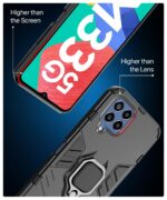 Shock Proof Back Case Mobile Cover for Samsung Galaxy M33 5G | Back Cover Case (Tough Armor | Hybrid PC + TPU | Ring Holder & in-Built Kickstand | Black) - Image 8