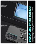 Shock Proof Back Case Mobile Cover for Vivo V19 | Back Cover Case (Tough Armor | Hybrid PC + TPU | Ring Holder & in-Built Kickstand | Black) - Image 5