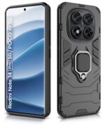 Shock Proof Back Case Mobile Cover for Redmi Note 14 Pro 5G | Poco X7 5G | Back Cover Case (Tough Armor | Hybrid PC + TPU | Ring Holder & in-Built Kickstand | Black) - Image 3