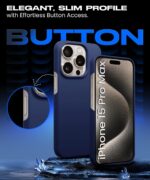 Slim Frameless Back Cover for iPhone 15 Pro Max | Ultra Thin Lightweight Design & Camera Protection | Soft Matte Silicone Flexible Mobile Case (Blue) - Image 6