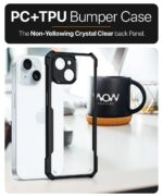 kelpuj Shock Proof Clear Mobile Back Cover Case for Apple iPhone 15 | AirEDGE Technology | Hard | Hybrid PC + TPU | Full Armour Device & Camera Protection - Black - Image 8