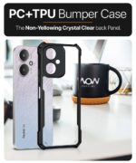 Shock Proof Clear Protective Polycarbonate Back Case for Xiaomi Redmi 13C 5G|Poco M6 5G Airedge Technology|360 Degree Camera Protection|Transparent Hybrid Back Case Mobile Cover Black - Image 8