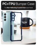 Shock Proof Clear Protective Back Case for Samsung Galaxy M14 5G AirEDGE Technology | 360 Degree Camera Protection | Transparent Hybrid Back Case Mobile Cover Blue - Image 8