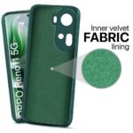 Back Cover for Oppo Reno 11 5G | Ultra Slim Soft Rubberised Case | Inner Velvet Fabric Lining | Matte Silicone Flexible Mobile Case | Camera Protection - Green - Image 3