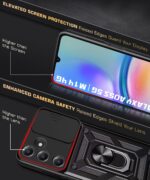 Tough Armor Bumper Mobile Back Case for Samsung Galaxy A05S 5G | Galaxy M14 4G | Sliding Camera Shield Cover | Shockproof 360? Protection | Hybrid PC + TPU | Ring Holder with Stand ? Black - Image 8