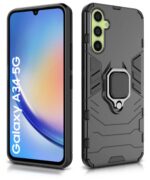 Tough Armor Back Case Mobile Cover for Samsung Galaxy A34 5G (Armored | Hybrid PC & TPU | Shock Proof 360 Degree Protection with Ring Holder Kickstand | Carbon Black) - Image 3