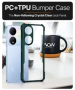 Shock Proof Clear Back Cover Case Mobile Cover for Vivo Y100 5G (Hard | Hybrid PC + TPU | Full Armour Device & Camera Protection | Green) - Image 4