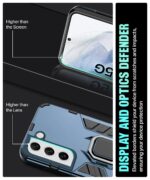 Shock Proof Back Case Mobile Cover for Samsung Galaxy S21 5G | Back Cover Case (Tough Armor | Hybrid PC + TPU | Ring Holder & in-Built Kickstand | Blue) - Image 5