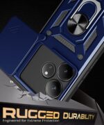 kelpuj Tough Armor Bumper Mobile Back Case for Realme GT 6T 5G | Realme GT 6 | Sliding Camera Shield Cover | Shock Proof 360? Protection | Hybrid PC + TPU | Ring Holder with Kickstand  Blue - Image 6