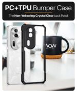 Shock Proof Clear Back Case Mobile Cover for Oppo Reno 11 Pro 5G (Hard | Hybrid PC + TPU | Full Armour Device & Camera Protection | Black) - Image 8