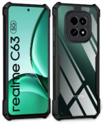 Shock Proof Clear Protective Back Case for Realme C63 5G - AirEDGE Technology | 360 Degree Camera Protection | Transparent Hybrid Back Case Mobile Cover - Black - Image 3