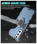 Shock Proof Back Case Mobile Cover for Samsung Galaxy S21 5G | Back Cover Case (Tough Armor | Hybrid PC + TPU | Ring Holder & in-Built Kickstand | Blue) - Image 4