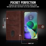 Shock Proof Flip Cover Back Case for Motorola Moto G54 5G | Magnetic Wallet Leather Case with Stand - Image 6