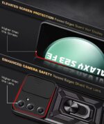 Tough Armor Bumper Mobile Back Case for Samsung Galaxy S23 FE 5G | Sliding Camera Shield Cover | Shock Proof 360? Protection | Hybrid PC + TPU | Ring Holder with Kickstand  Black - Image 8