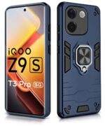 Shock Proof Back Case Mobile Cover for iQOO Z9s Pro 5G | Vivo T3 Pro 5G | Back Cover Case (Tough Armor | Hybrid PC + TPU | Ring Holder & in-Built Kickstand | Blue) - Image 2