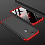 Double Dip 3 in 1 Case [ Anti Slip ] Super Slim [Hard] Hybrid PC All Angle Protection Lightweight Matte Hard Back Case Cover for Realme 2 - Black with Red - Image 3