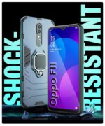 Shock Proof Back Case Mobile Cover for Oppo F11 | Back Cover Case (Tough Armor | Hybrid PC + TPU | Ring Holder & in-Built Kickstand | Blue) - Image 3