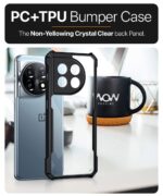 Shock Proof Clear Back Case Mobile Cover for 1+ OnePlus 11R 5G (Hard | Hybrid PC + TPU | Full Armour Device & Camera Protection | Earthy Black) - Image 8