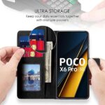 Shock Proof Flip Cover Back Case for Poco X6 Pro 5G | Magnetic Wallet Leather Case with Stand - Image 4