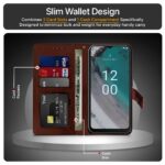 Shock Proof Flip Cover Back Case for Nokia C32 | Magnetic Wallet Leather Case with Stand - Image 3