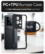 Polycarbonate Shock Proof Clear Protective Back Case for Iqoo 11 5G - Airedge Technology | 360 Degree Camera Protection | Transparent Hybrid Back Case Mobile Cover for Iqoo 11 5G - Black - Image 4